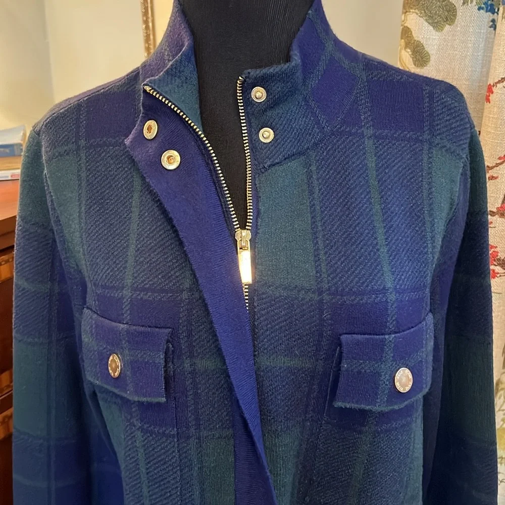 NWT Anne Klein Tartan Sweater Coat - Picture 3 of 6